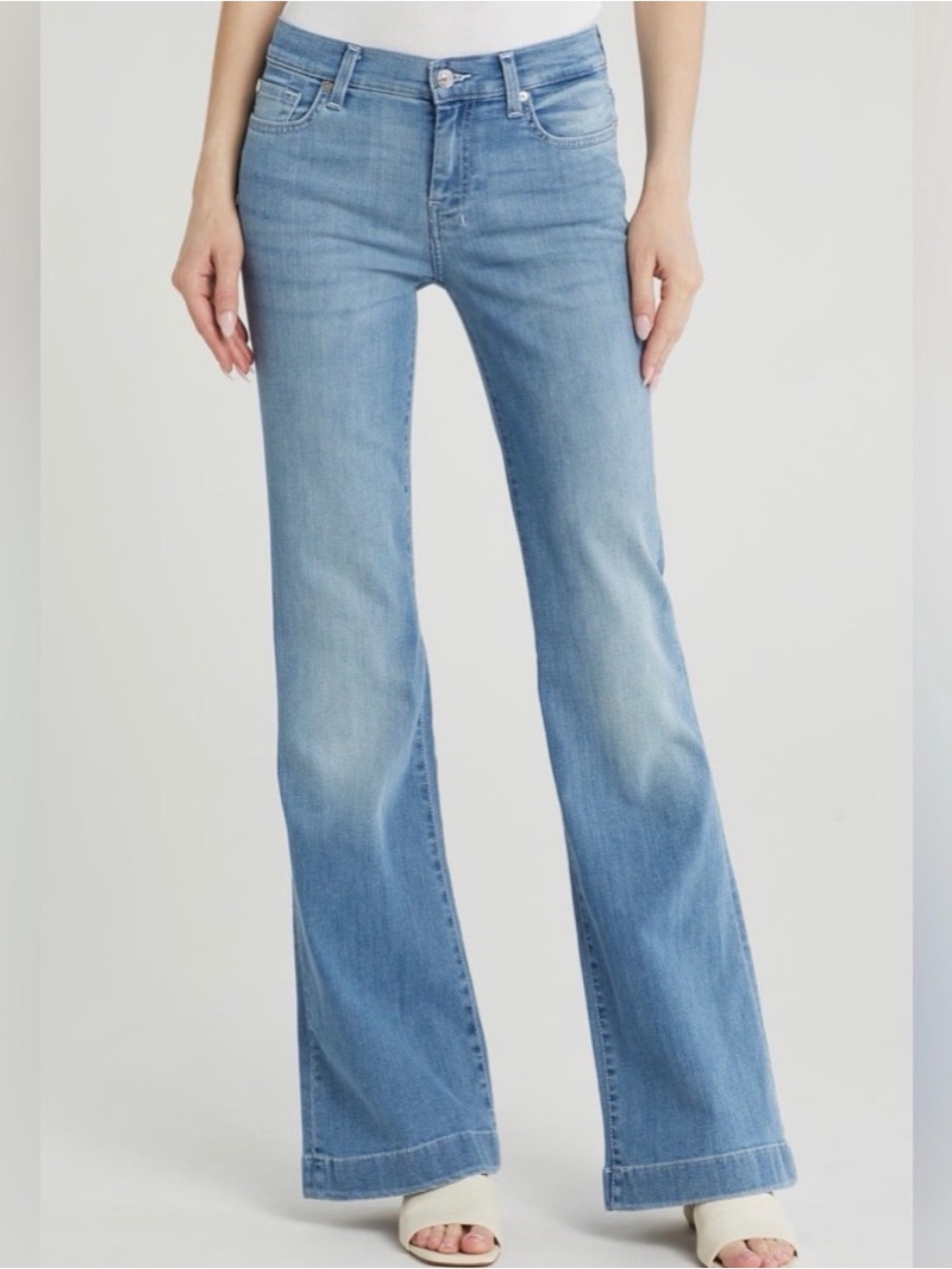 NWT 7 For All Mankind Dojo Trouser Jeans Elodie Light Wash Size 30
